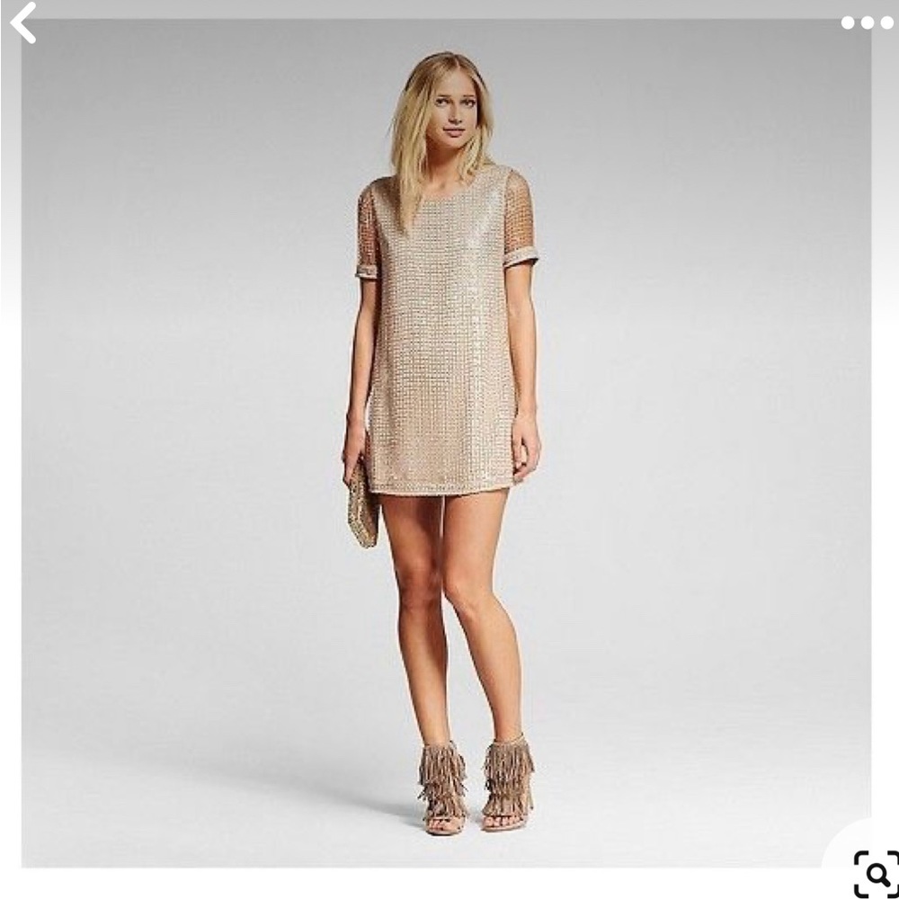 J by J.O.A. dress cage sequin shift gold size XS